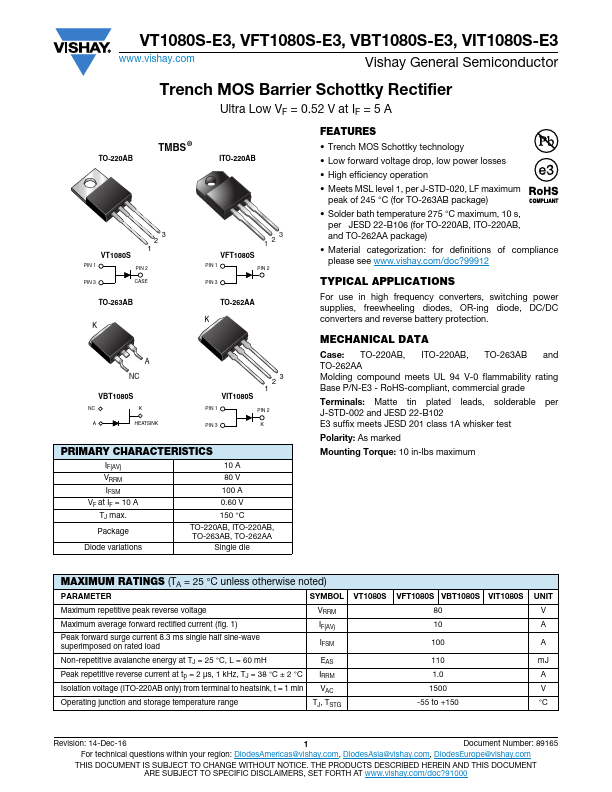 <?=VBT1080S-E3?> डेटा पत्रक पीडीएफ