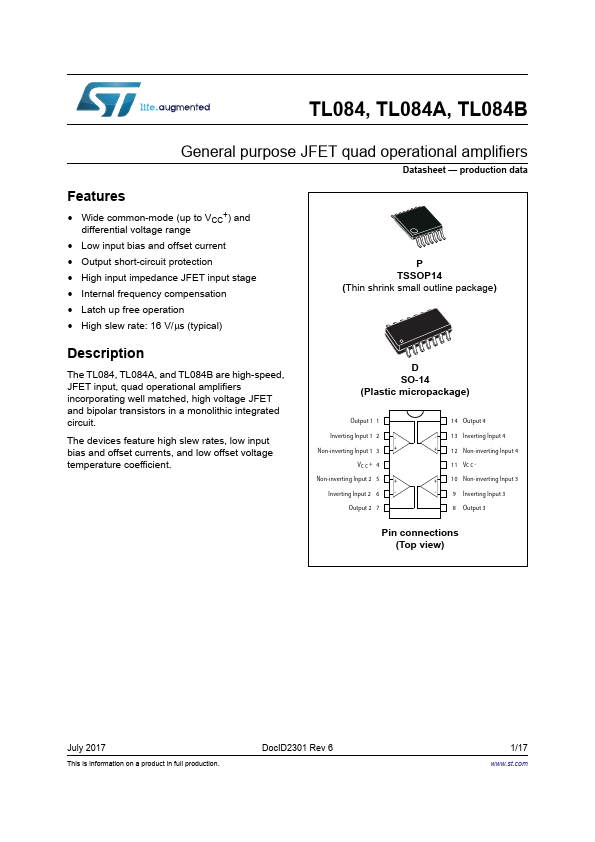 TL074 STMicroelectronics