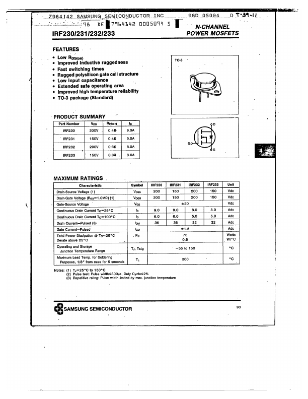 IRF230 Samsung semiconductor