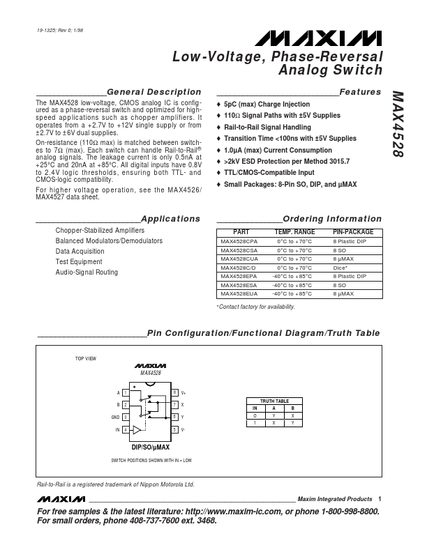 <?=MAX4528?> डेटा पत्रक पीडीएफ