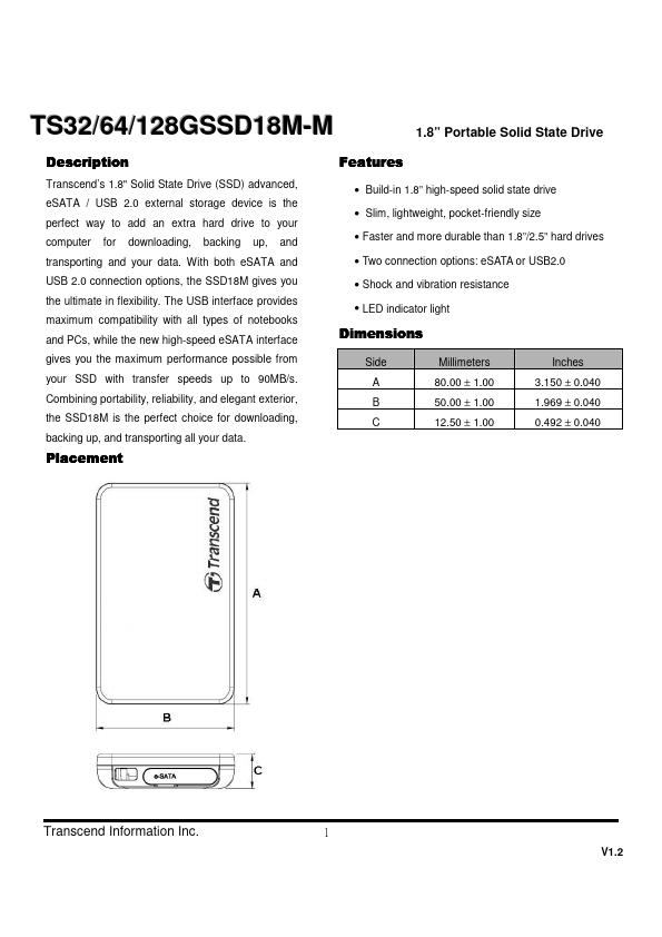 <?=TS64GSSD18M-M?> डेटा पत्रक पीडीएफ