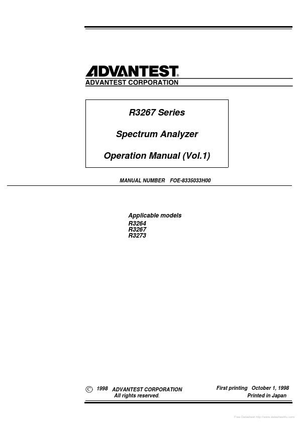 <?=Advantest-R3273?> डेटा पत्रक पीडीएफ