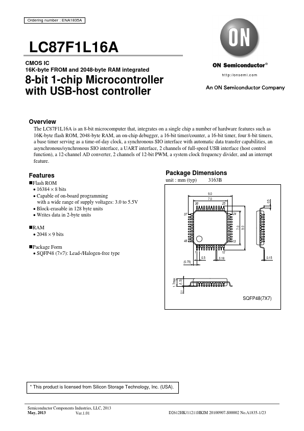 LC87F1L16A ON Semiconductor
