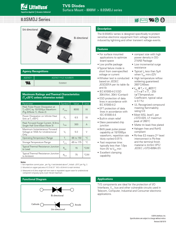 8.0SMDJ16CA Littelfuse