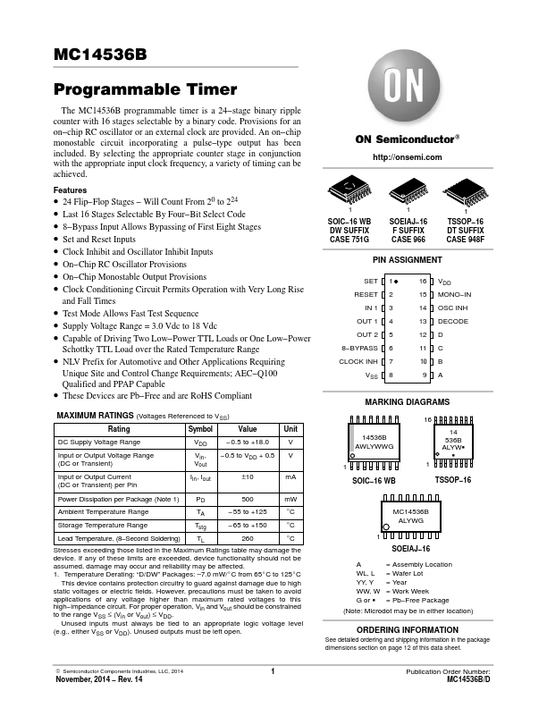 <?=MC14536B?> डेटा पत्रक पीडीएफ