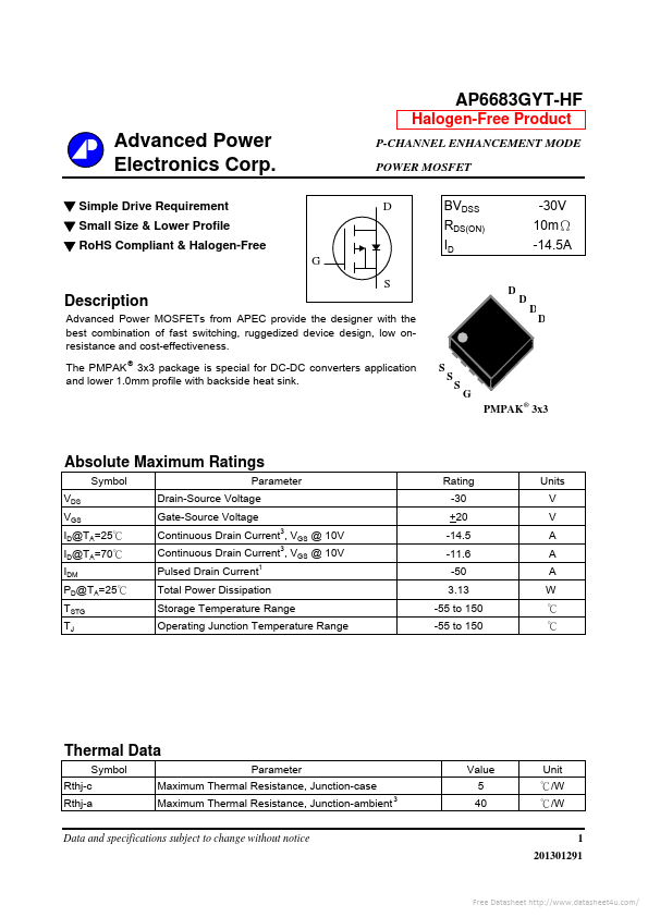 AP6683GYT-HF Advanced Power Electronics