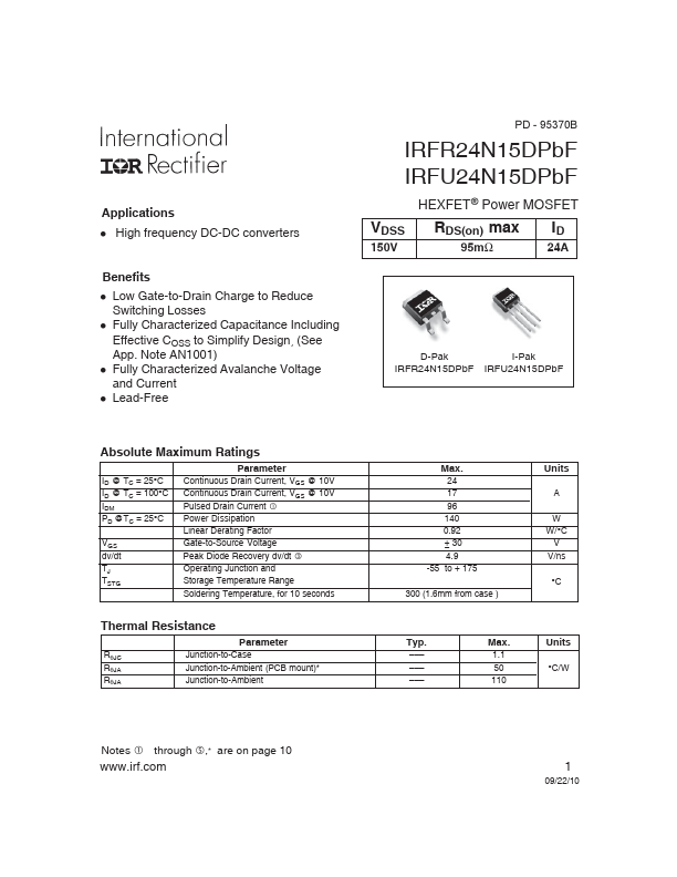IRFU24N15DPbF International Rectifier
