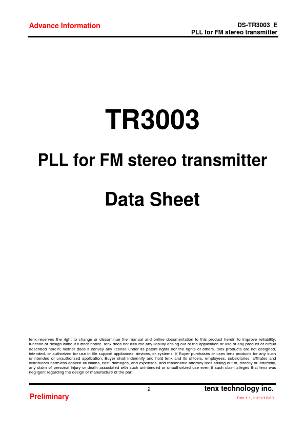 TR3003 Tenx