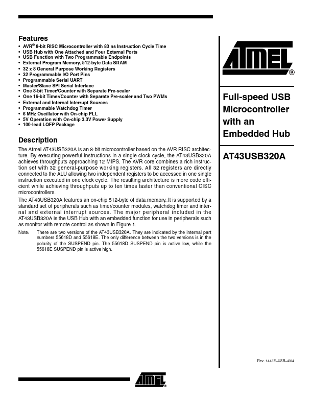 AT43USB320A ATMEL Corporation