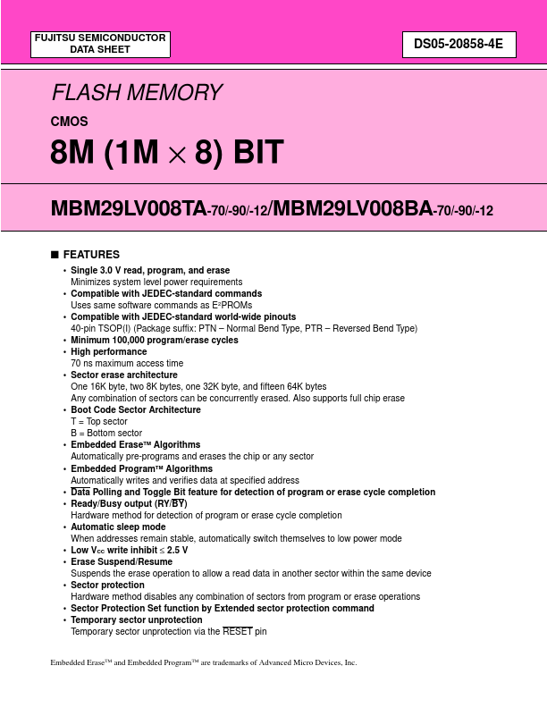 MBM29LV008BA-70