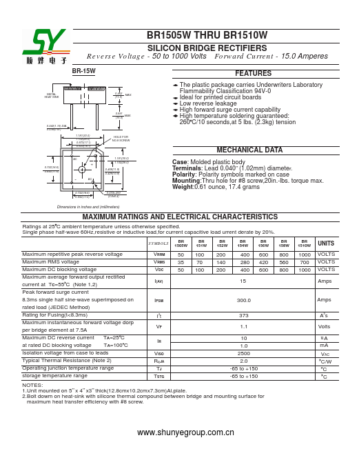 <?=BR1510W?> डेटा पत्रक पीडीएफ