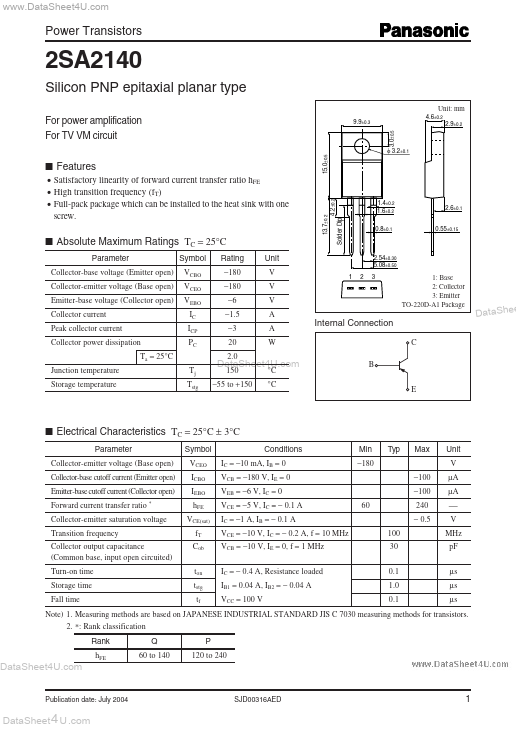 2SA2140 Panasonic Semiconductor