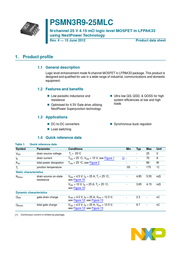 PSMN3R9-25MLC NXP Semiconductors