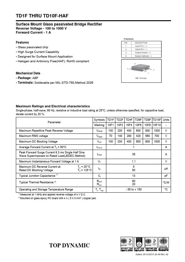 <?=TD10F-HAF?> डेटा पत्रक पीडीएफ