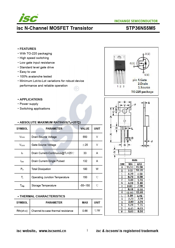 <?=STP36N55M5?> डेटा पत्रक पीडीएफ