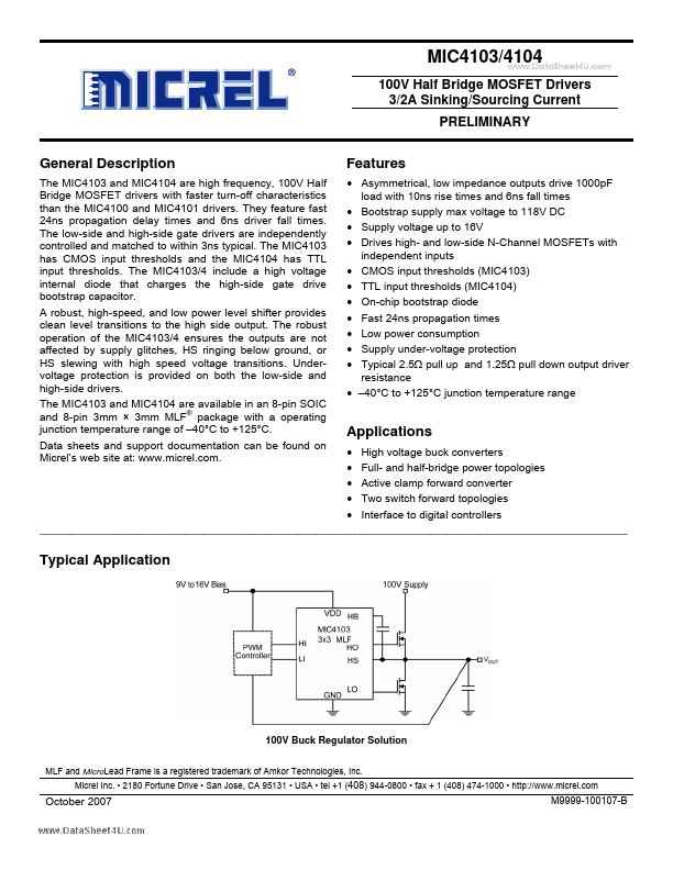 MIC4103 Micrel Semiconductor