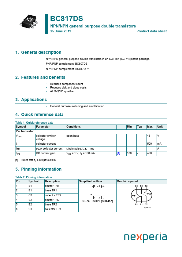 <?=BC817DS?> डेटा पत्रक पीडीएफ