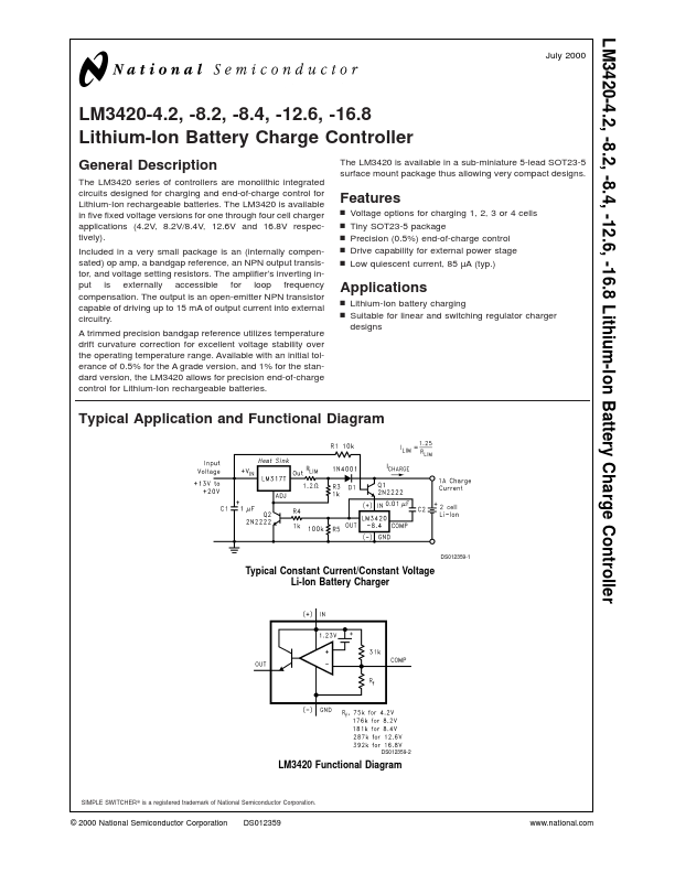 LM3420-16.8 National Semiconductor