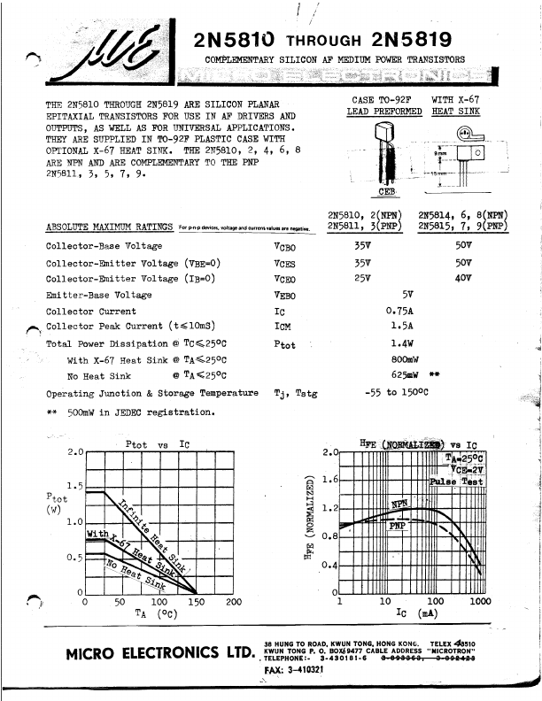 2N5814 Micro Electronics