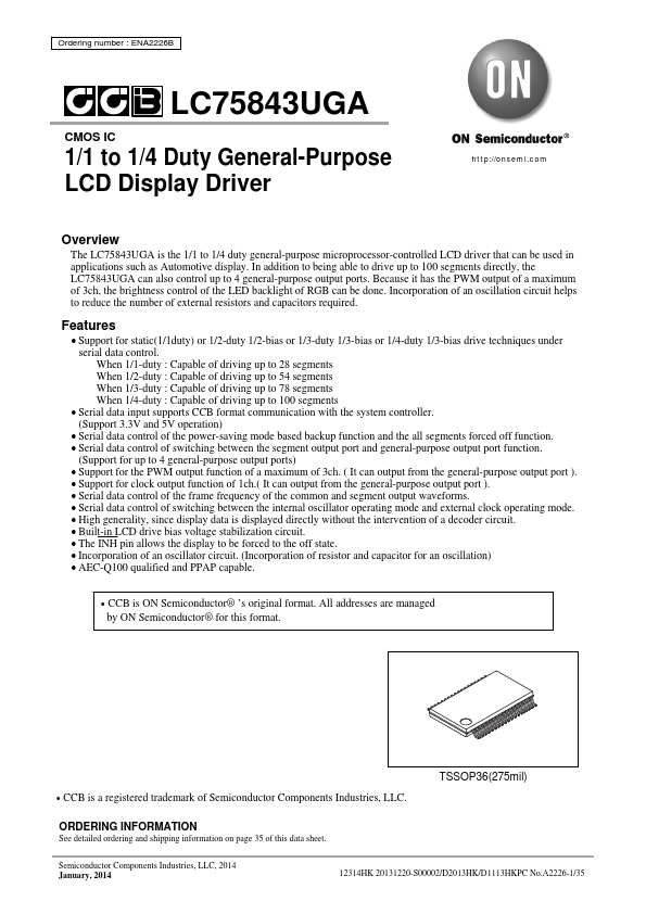 LC75843UGA ON Semiconductor