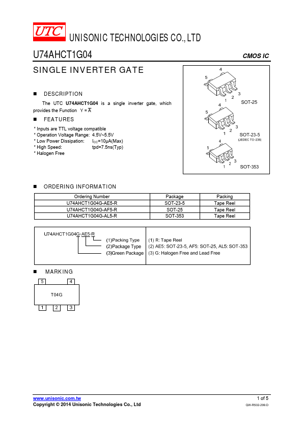 U74AHCT1G04 Unisonic Technologies