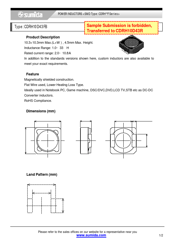 CDRH10D43FBNP-3R6MB