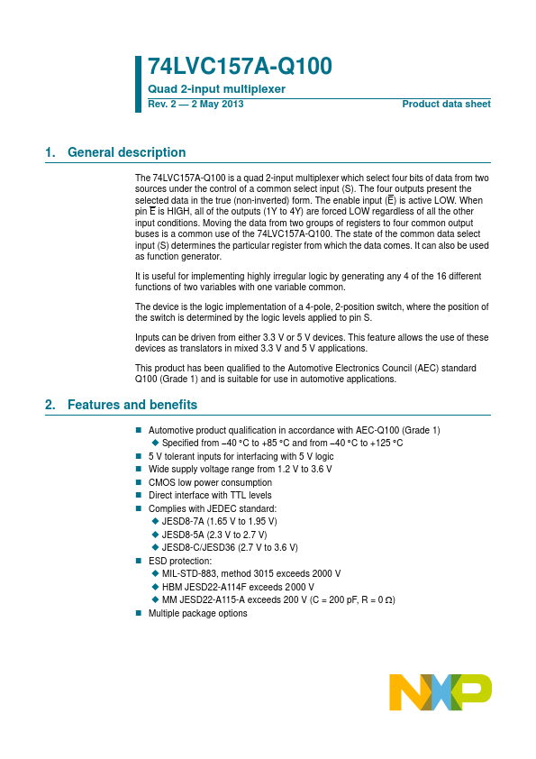 74LVC157A-Q100 NXP