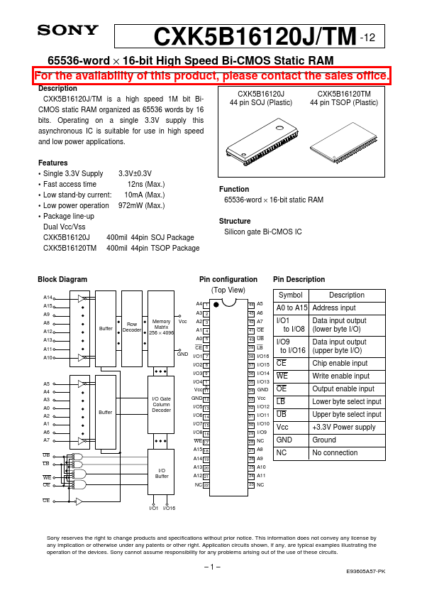 CXK5B16120TM Sony