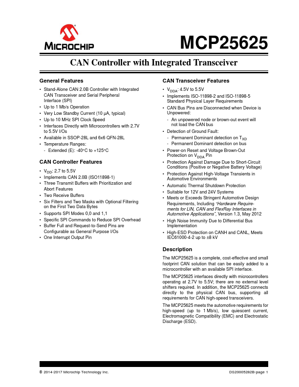 MCP25625 Microchip