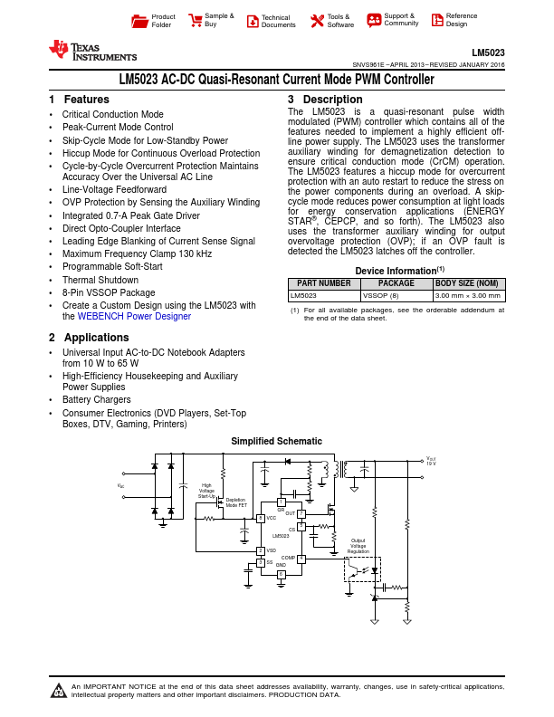 LM5023 Texas Instruments