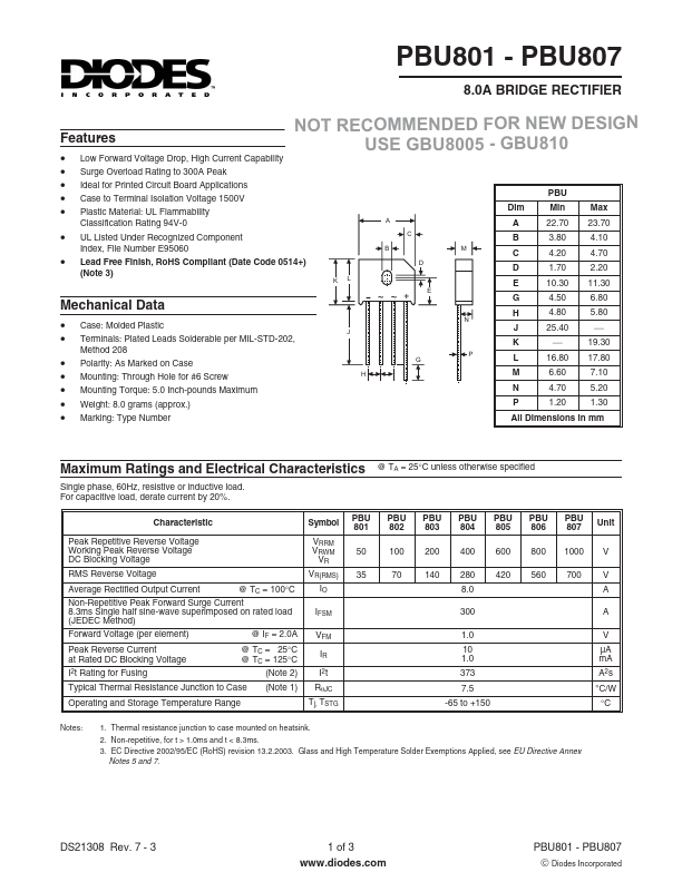 PBU806 Diodes