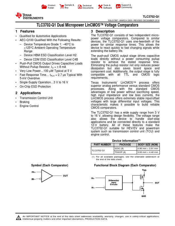 TLC3702-Q1