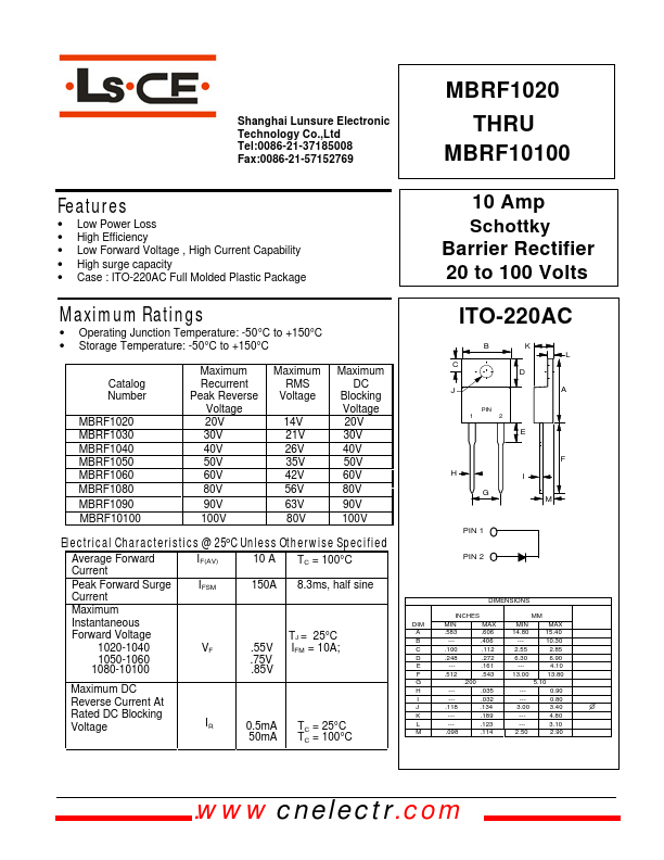 MBRF1020 Lunsure Electronic Technology