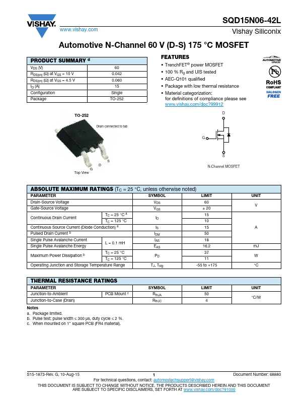 SQD15N06-42L