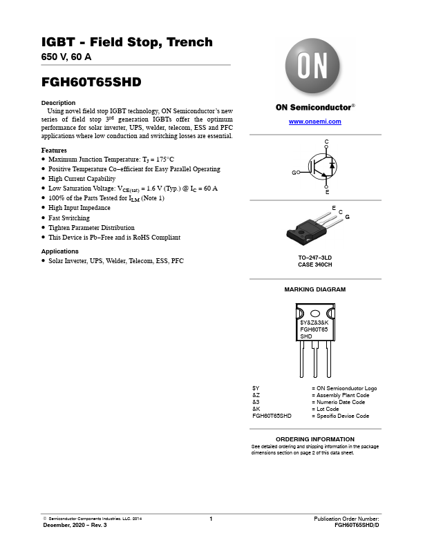 FGH60T65SHD ON Semiconductor