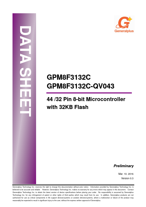 GPM8F3132C-QV043 Generalplus