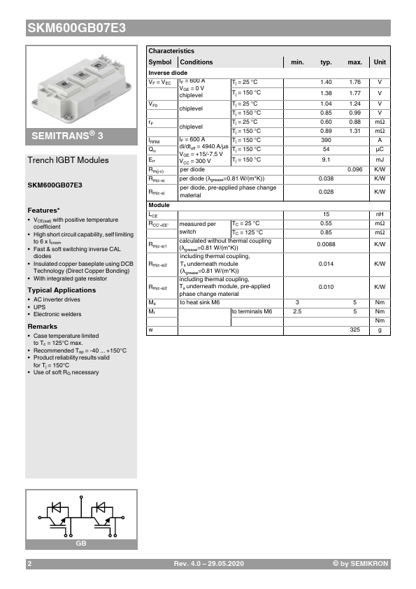 SKM600GB07E3