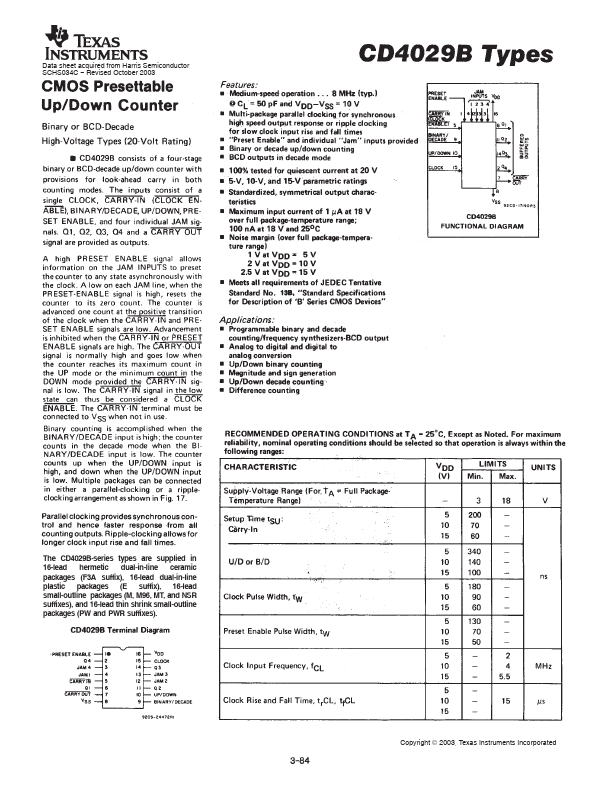 <?=CD4029B?> डेटा पत्रक पीडीएफ