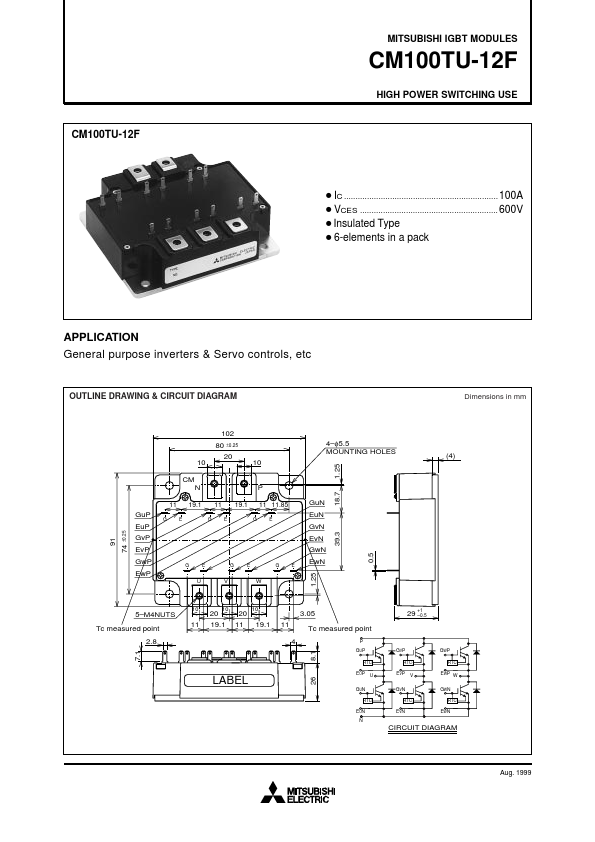 CM100TU-12F Mitsubishi Electric Semiconductor