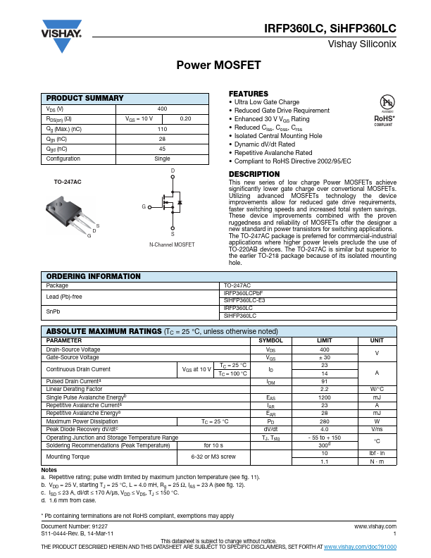 SiHFP360LC