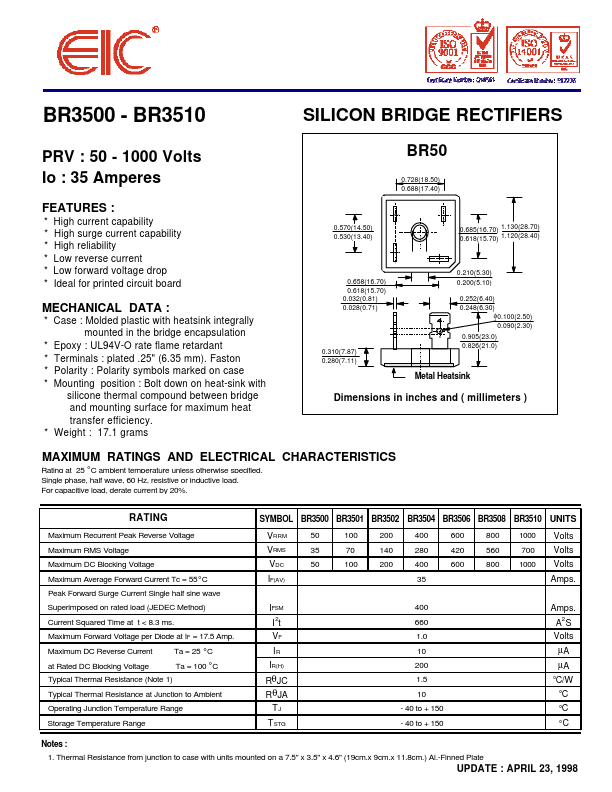 BR3502 EIC discrete Semiconductors