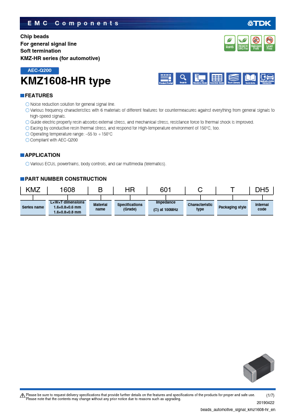 <?=KMZ1608RHR601ATD25?> डेटा पत्रक पीडीएफ