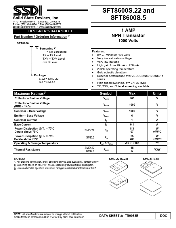 <?=SFT8600S.22?> डेटा पत्रक पीडीएफ