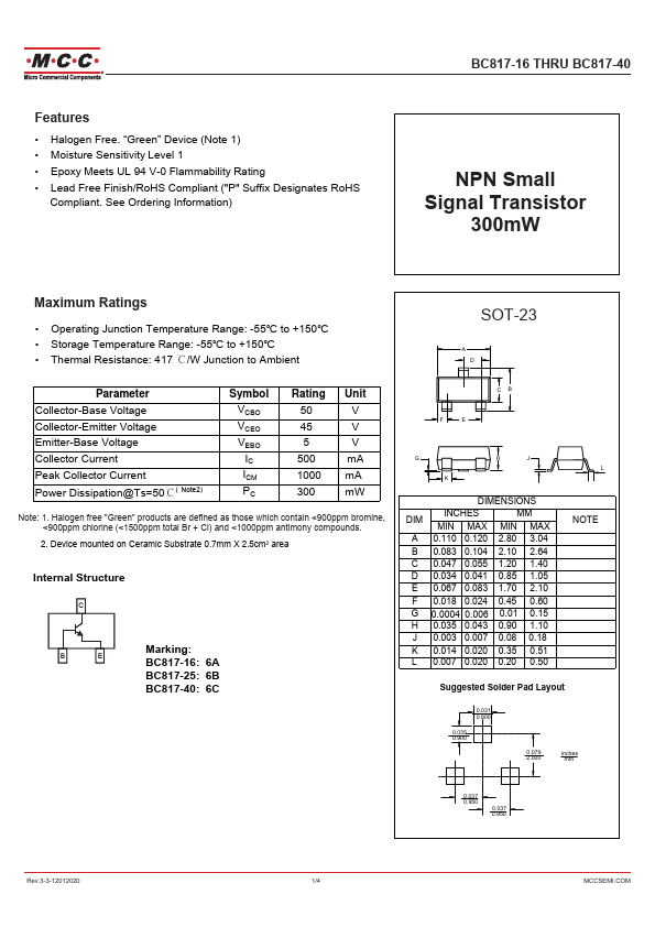 BC817-25 Micro Commercial Components