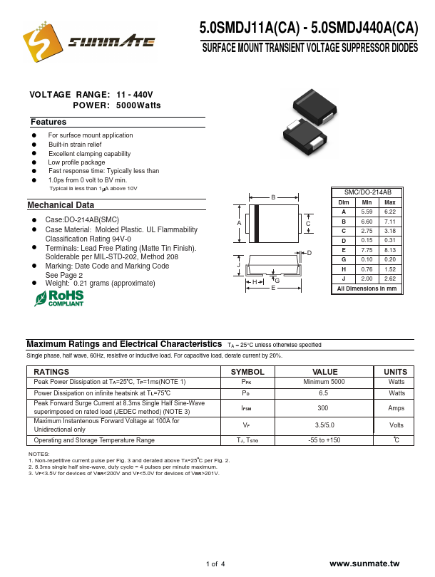 5.0SMDJ150 SunMate