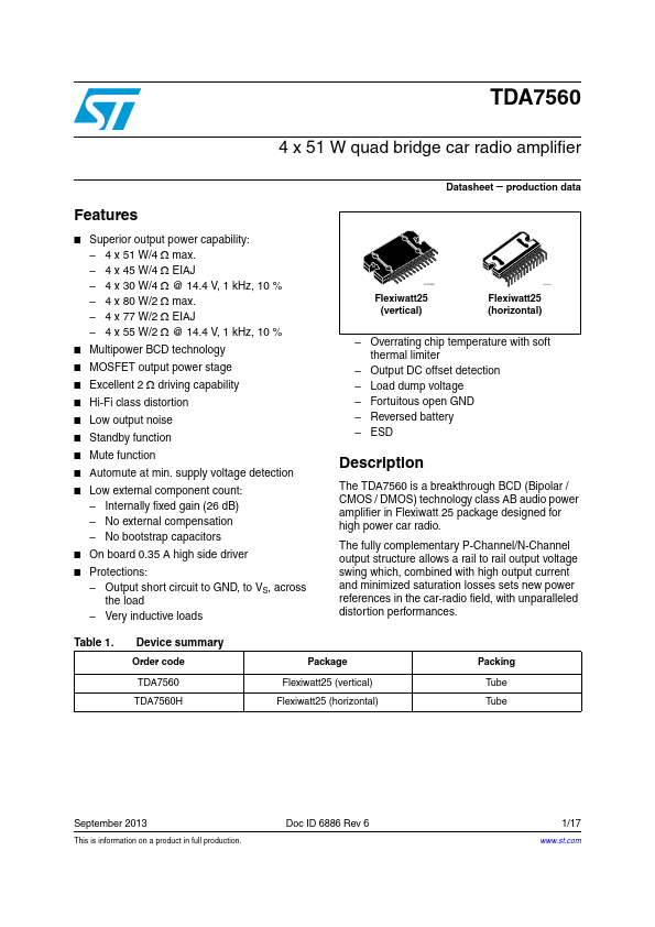 TDA7560 ST Microelectronics