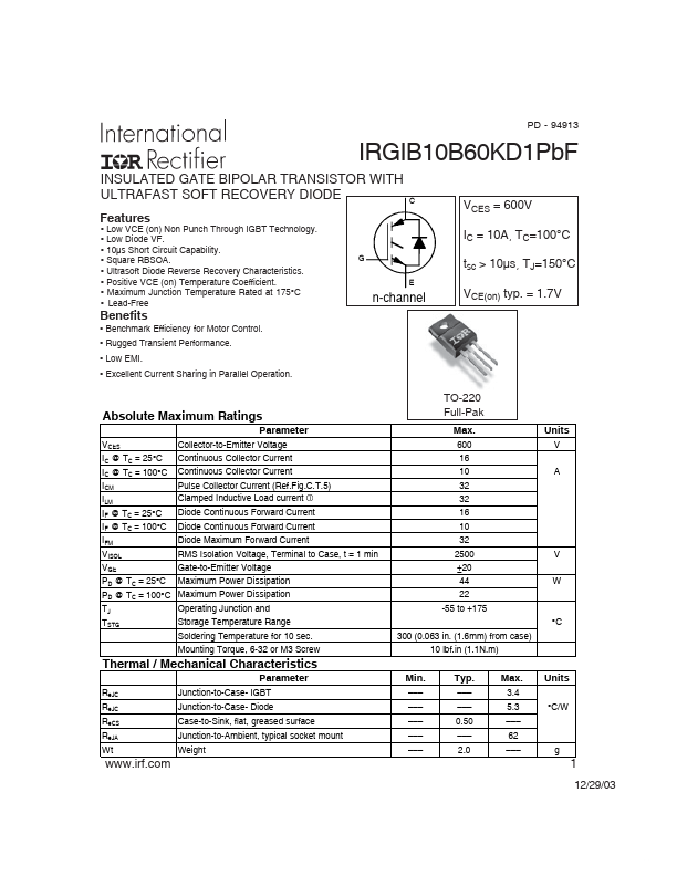 IRGIB10B60KD1PBF