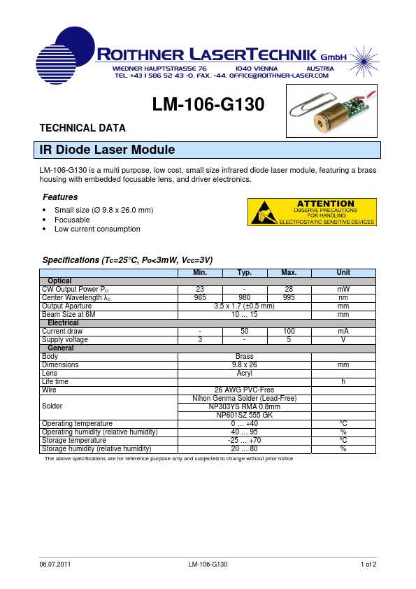 <?=LM-106-G130?> डेटा पत्रक पीडीएफ