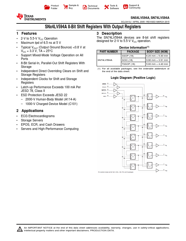 <?=SN74LV594A?> डेटा पत्रक पीडीएफ