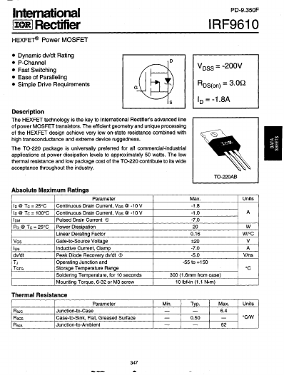 IRF9610 International Rectifier